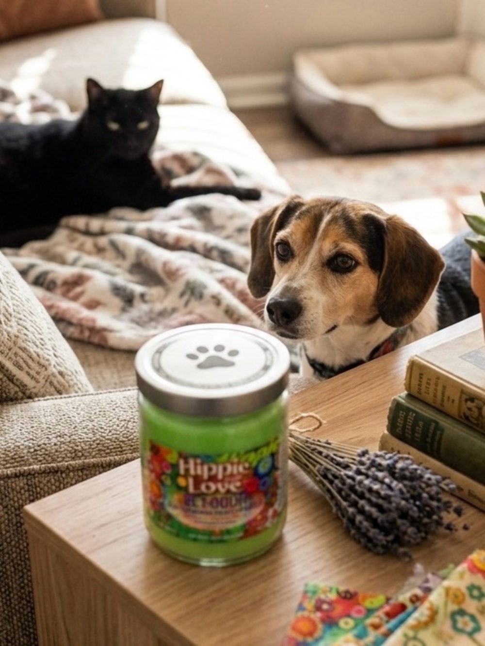 Amazing Hippie Love Pet Odor Neutralizing Enzyme Candle! 13oz Jar New- ✌️